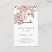 Elegant Waterverf Roze botanische pony Glitter Visitekaartje (Achterkant)