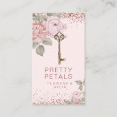 Elegant Waterverf Roze botanische pony Glitter Visitekaartje (Voorkant)