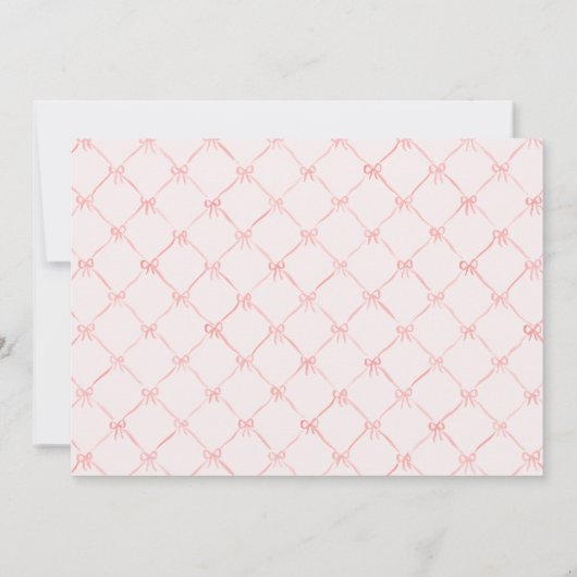 Elegant Waterverf Roze Bow Baby Girl Foto geboorte Aankondiging (Achterkant)