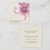 Elegant Waterverf Roze Cherry Blossom Flower Vierkante Visitekaartje (Voorkant / Achterkant)