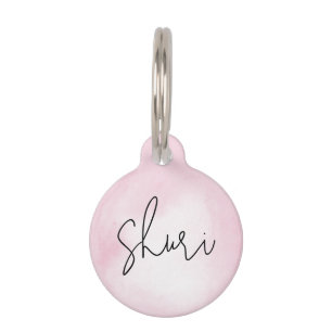 Elegant Waterverf Roze Dog Pet ID Tag Huisdierpenning