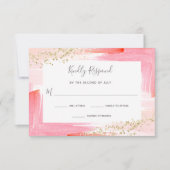 Elegant Waterverf Roze en Gold Bat Mitzvah RSVP Kaartje (Voorkant)