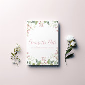 Elegant Waterverf Roze en Groen Save The Date