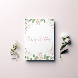 Elegant Waterverf Roze en Groen Save The Date