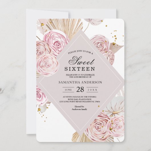 Elegant Waterverf Roze en Paars Lijst Kaart (Voorkant)