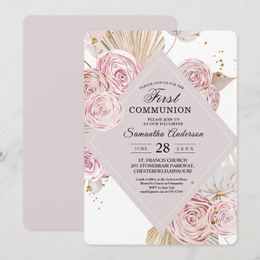 Elegant Waterverf Roze en Paars Lijst Kaart (Voorkant / Achterkant)