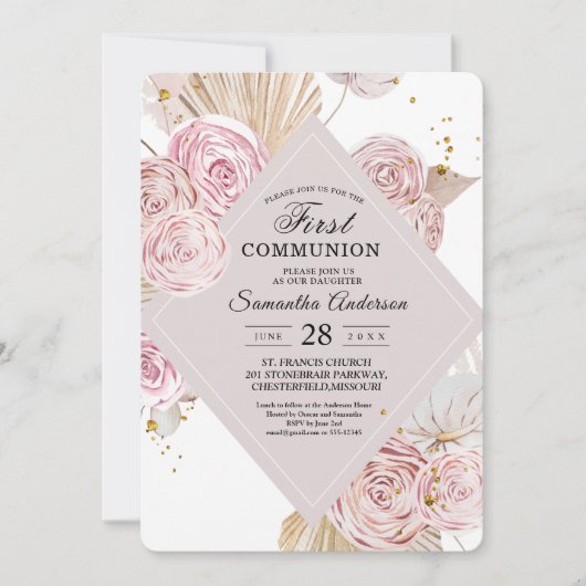 Elegant Waterverf Roze en Paars Lijst Kaart (Voorkant)