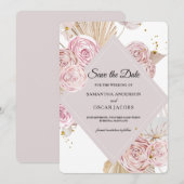 Elegant Waterverf Roze en Paars Lijst Save The Date (Voorkant / Achterkant)