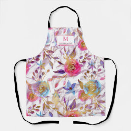 Elegant waterverf roze en wit schort