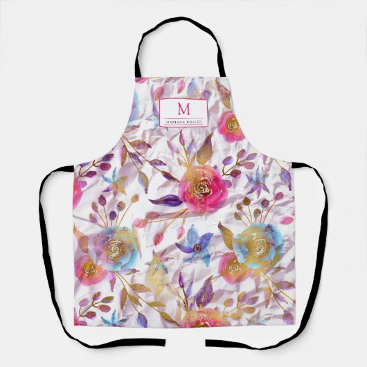 Elegant waterverf roze en wit schort (Voorkant)