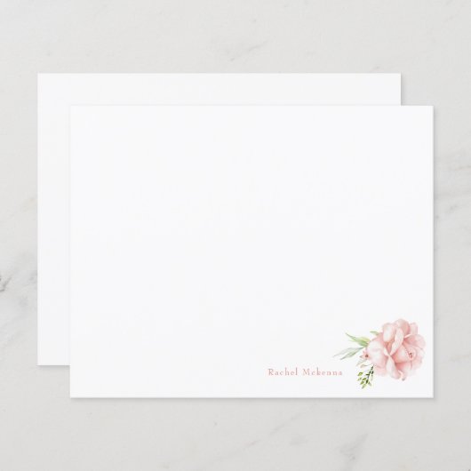 Elegant Waterverf Roze Floral Aangepaste Stationer (Voorkant / Achterkant)