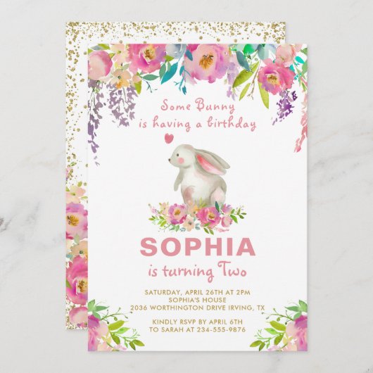 Elegant Waterverf Roze Floral een paar cent per da Kaart (Voorkant / Achterkant)