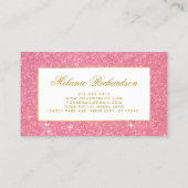 Elegant Waterverf Roze Floral Glitter Visitekaartje (Achterkant)