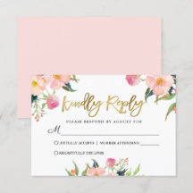 Elegant Waterverf Roze Floral Gold Script