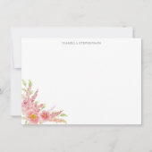 Elegant  Waterverf Roze Floral Notitiekaartje (Voorkant)