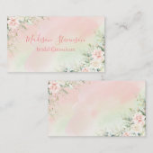 Elegant Waterverf Roze Floral Personalized Girly Visitekaartje (Voorkant / Achterkant)