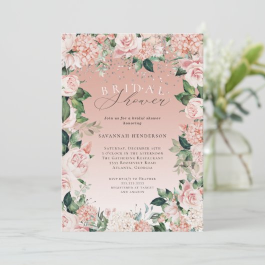 Elegant Waterverf Roze Floral Vrijgezellenfeest Kaart (Staand voorkant)