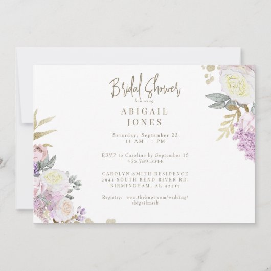 Elegant Waterverf Roze Floral Vrijgezellenfeest Kaart (Voorkant)