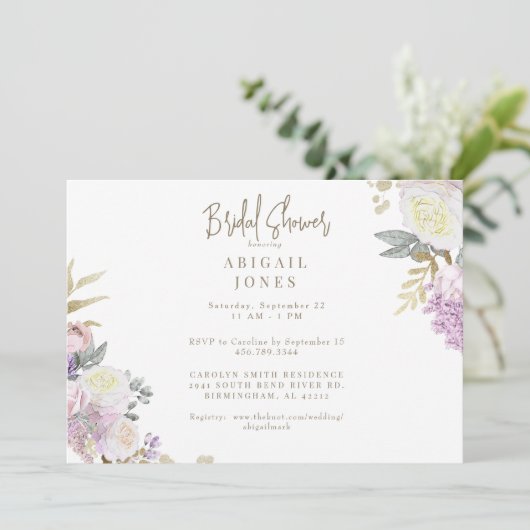 Elegant Waterverf Roze Floral Vrijgezellenfeest Kaart (Staand voorkant)