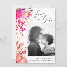 Elegant waterverf roze florale herfst herfstbruilo save the date