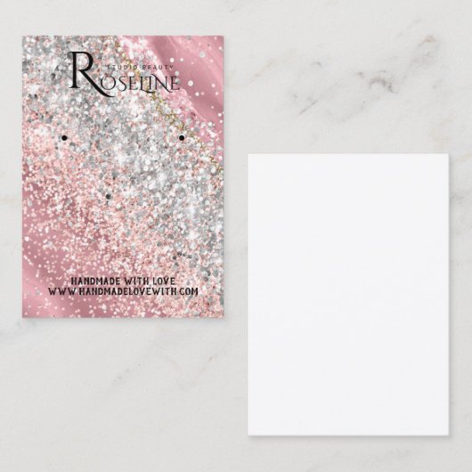 Elegant Waterverf roze glitter Veroorbaar beeldsch Visitekaartje (Voorkant / Achterkant)