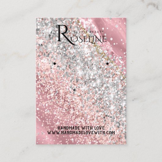 Elegant Waterverf roze glitter Veroorbaar beeldsch Visitekaartje (Voorkant)