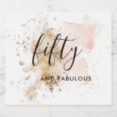 Elegant Waterverf roze Gold 50e verjaardag script Likeurfles Etiket (Enkel label)