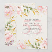 Elegant Waterverf Roze & Gold 55e verjaardag Kaart (Voorkant / Achterkant)