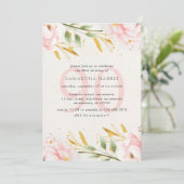 Elegant Waterverf Roze & Gold 90th Birthday Party Kaart (Staand voorkant)