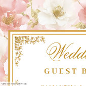 Elegant waterverf roze gouden trouwgastenboek gastenboek
