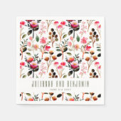 Elegant Waterverf Roze Greenery Custom Wedding Servet (Voorkant)