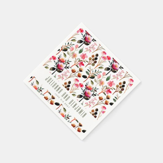 Elegant Waterverf Roze Greenery Custom Wedding Servet (Hoek)