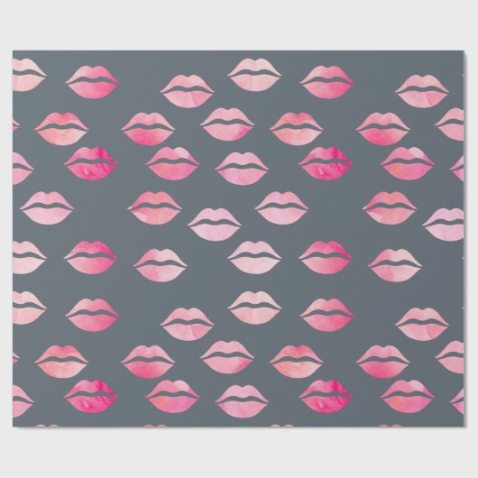 Elegant waterverf roze lippenpatroon cadeaupapier (Vlak)