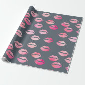 Elegant waterverf roze lippenpatroon cadeaupapier (Uitgerold)