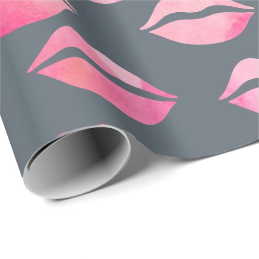 Elegant waterverf roze lippenpatroon cadeaupapier (Rol Hoek)