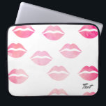 Elegant waterverf roze lippenpatroon laptop sleeve<br><div class="desc">Stijlvol en trendy lippatroon.</div>