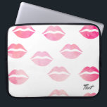 Elegant waterverf roze lippenpatroon laptop sleeve<br><div class="desc">Stijlvol en trendy lippatroon.</div>