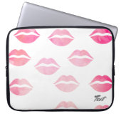 Elegant waterverf roze lippenpatroon laptop sleeve (Voorkant)