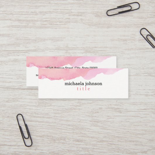 Elegant Waterverf Roze minimaal Mini Visitekaartje (Voorkant / Achterkant in situ)