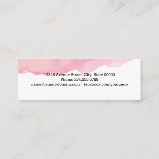 Elegant Waterverf Roze minimaal Mini Visitekaartje (Achterkant)