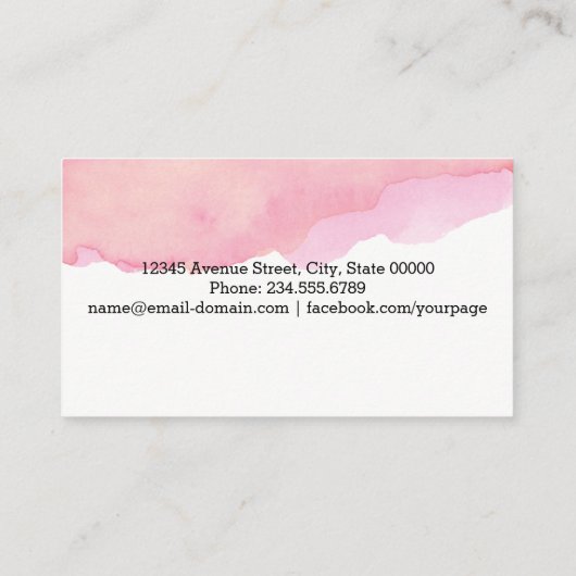 Elegant Waterverf Roze minimaal Visitekaartje (Achterkant)