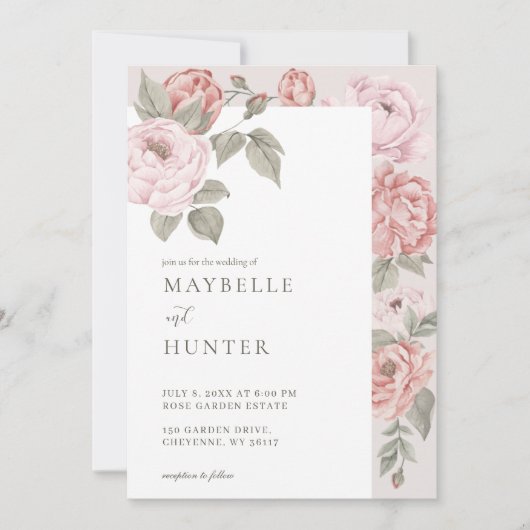 Elegant Waterverf Roze pinda's in Bloom Floral Kaart (Voorkant)