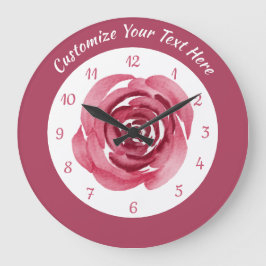 Elegant  Waterverf Roze Roze Personaliseer Grote Klok