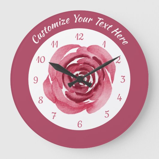 Elegant  Waterverf Roze Roze Personaliseer Grote Klok (Voorkant)