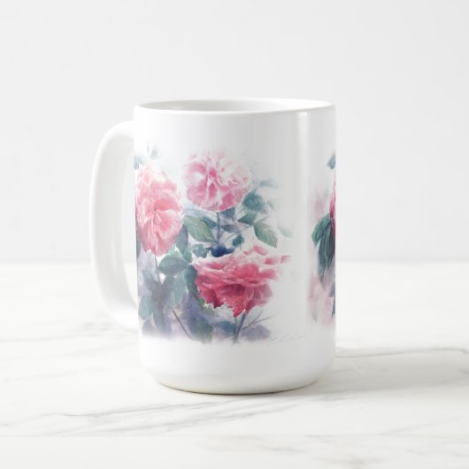 Elegant Waterverf Roze roze roze Mok van koffie sc (Voorkant links)