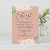 Elegant waterverf roze roze roze roze zoete 16 ver kaart (Staand voorkant)