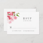 Elegant Waterverf roze roze rozen huwelijk RSVP Kaartje (Voorkant / Achterkant)