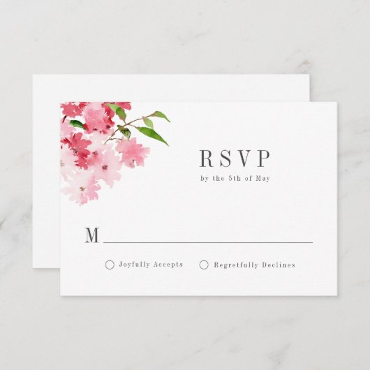Elegant Waterverf roze roze rozen huwelijk RSVP Kaartje (Voorkant / Achterkant)