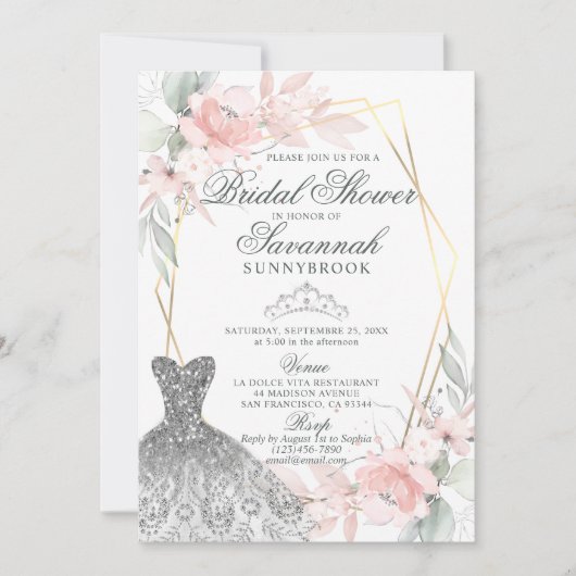 Elegant Waterverf Roze Roze Vrijgezellenfeest Invi Kaart (Voorkant)