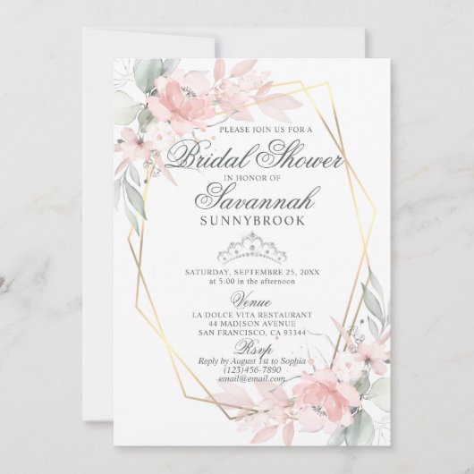 Elegant Waterverf Roze Roze Vrijgezellenfeest Invi Kaart (Voorkant)